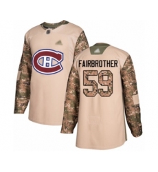 Youth Montreal Canadiens #59 Gianni Fairbrother Authentic Camo Veterans Day Practice Hockey Jersey