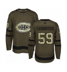 Youth Montreal Canadiens #59 Gianni Fairbrother Authentic Green Salute to Service Hockey Jersey