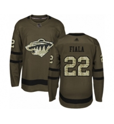 Men's Minnesota Wild #22 Kevin Fiala Authentic Green Salute to Service Hockey Jersey