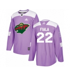 Men's Minnesota Wild #22 Kevin Fiala Authentic Purple Fights Cancer Practice Hockey Jersey