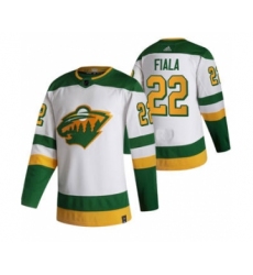 Men's Minnesota Wild #22 Kevin Fiala White 2020-21 Reverse Retro Alternate Hockey Jersey