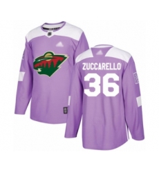 Men's Minnesota Wild #36 Mats Zuccarello Authentic Purple Fights Cancer Practice Hockey Jersey