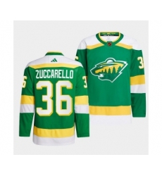 Men's Minnesota Wild #36 Mats Zuccarello Green 2022-23 Reverse Retro Stitched Jersey