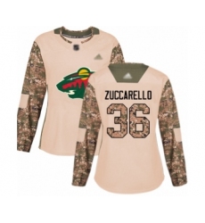 Women's Minnesota Wild #36 Mats Zuccarello Authentic Camo Veterans Day Practice Hockey Jersey