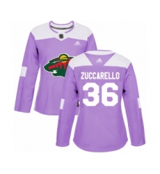 Women's Minnesota Wild #36 Mats Zuccarello Authentic Purple Fights Cancer Practice Hockey Jersey