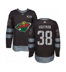 Men's Minnesota Wild #38 Ryan Hartman Authentic Black 1917-2017 100th Anniversary Hockey Jersey