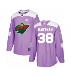 Men's Minnesota Wild #38 Ryan Hartman Authentic Purple Fights Cancer Practice Hockey Jersey