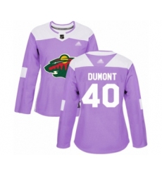 Women's Minnesota Wild #40 Gabriel Dumont Authentic Purple Fights Cancer Practice Hockey Jersey