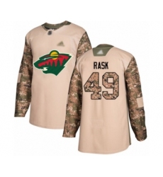 Men's Minnesota Wild #49 Victor Rask Authentic Camo Veterans Day Practice Hockey Jersey