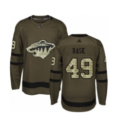 Men's Minnesota Wild #49 Victor Rask Authentic Green Salute to Service Hockey Jersey