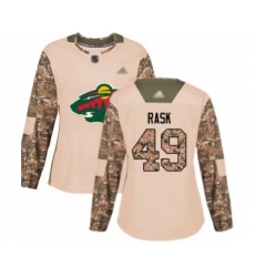 Women's Minnesota Wild #49 Victor Rask Authentic Camo Veterans Day Practice Hockey Jersey