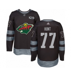 Men's Minnesota Wild #77 Brad Hunt Authentic Black 1917-2017 100th Anniversary Hockey Jersey