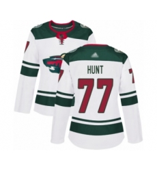 Women's Minnesota Wild #77 Brad Hunt Authentic White Away Hockey Jersey