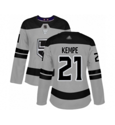 Women's Los Angeles Kings #21 Mario Kempe Authentic Gray Alternate Hockey Jersey