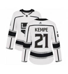 Women's Los Angeles Kings #21 Mario Kempe Authentic White Away Hockey Jersey