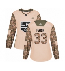 Women's Los Angeles Kings #33 Lukas Parik Authentic Camo Veterans Day Practice Hockey Jersey