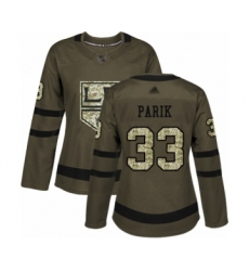 Women's Los Angeles Kings #33 Lukas Parik Authentic Green Salute to Service Hockey Jersey