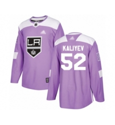 Men's Los Angeles Kings #52 Arthur Kaliyev Authentic Purple Fights Cancer Practice Hockey Jersey