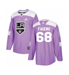 Men's Los Angeles Kings #68 Samuel Fagemo Authentic Purple Fights Cancer Practice Hockey Jersey