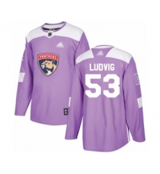 Men's Florida Panthers #53 John Ludvig Authentic Purple Fights Cancer Practice Hockey Jersey