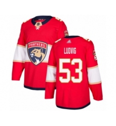 Men's Florida Panthers #53 John Ludvig Authentic Red Home Hockey Jersey