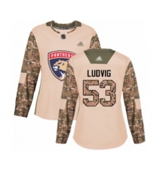 Women's Florida Panthers #53 John Ludvig Authentic Camo Veterans Day Practice Hockey Jersey