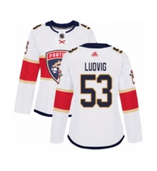 Women's Florida Panthers #53 John Ludvig Authentic White Away Hockey Jersey