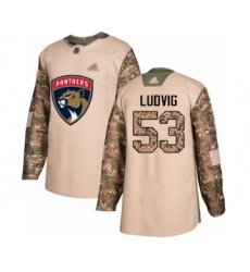 Youth Florida Panthers #53 John Ludvig Authentic Camo Veterans Day Practice Hockey Jersey