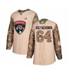 Men's Florida Panthers #64 Vladislav Kolyachonok Authentic Camo Veterans Day Practice Hockey Jersey