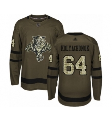 Youth Florida Panthers #64 Vladislav Kolyachonok Authentic Green Salute to Service Hockey Jersey