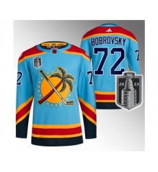 Men's Florida Panthers #72 Sergei Bobrovsky Blue 2023 Stanley Cup Final Reverse Retro Stitched Jersey