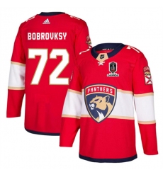 Men's Florida Panthers #72 Sergei Bobrovsky Red Home 2024 Stanley Cup Champions Stitched Jersey