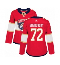 Women's Florida Panthers #72 Sergei Bobrovsky Authentic Red Home Hockey Jersey