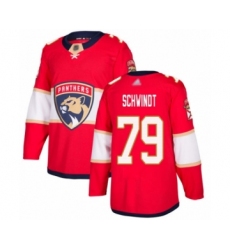 Men's Florida Panthers #79 Cole Schwindt Authentic Red Home Hockey Jersey