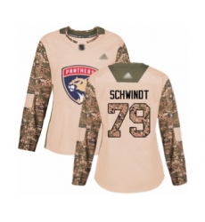 Women's Florida Panthers #79 Cole Schwindt Authentic Camo Veterans Day Practice Hockey Jersey