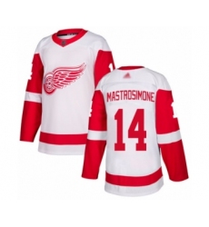 Men's Detroit Red Wings #14 Robert Mastrosimone Authentic White Away Hockey Jersey