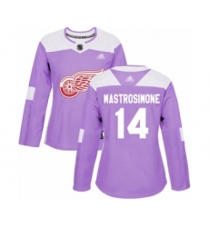 Women's Detroit Red Wings #14 Robert Mastrosimone Authentic Purple Fights Cancer Practice Hockey Jersey