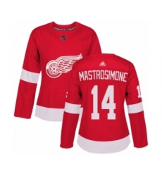 Women's Detroit Red Wings #14 Robert Mastrosimone Authentic Red Home Hockey Jersey