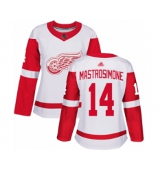 Women's Detroit Red Wings #14 Robert Mastrosimone Authentic White Away Hockey Jersey