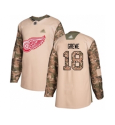 Men's Detroit Red Wings #18 Albin Grewe Authentic Camo Veterans Day Practice Hockey Jersey