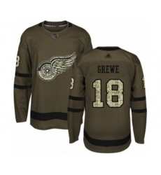 Men's Detroit Red Wings #18 Albin Grewe Authentic Green Salute to Service Hockey Jersey