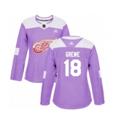 Women's Detroit Red Wings #18 Albin Grewe Authentic Purple Fights Cancer Practice Hockey Jersey