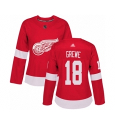 Women's Detroit Red Wings #18 Albin Grewe Authentic Red Home Hockey Jersey