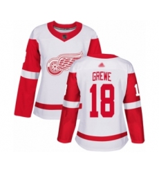 Women's Detroit Red Wings #18 Albin Grewe Authentic White Away Hockey Jersey