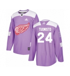 Men's Detroit Red Wings #24 Antti Tuomisto Authentic Purple Fights Cancer Practice Hockey Jersey