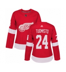 Women's Detroit Red Wings #24 Antti Tuomisto Authentic Red Home Hockey Jersey