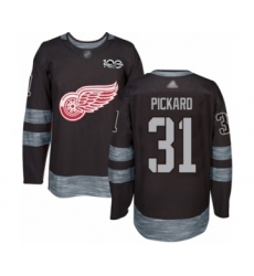 Men's Detroit Red Wings #31 Calvin Pickard Authentic Black 1917-2017 100th Anniversary Hockey Jersey