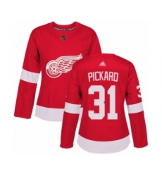 Women's Detroit Red Wings #31 Calvin Pickard Authentic Red Home Hockey Jersey