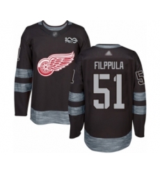 Men's Detroit Red Wings #51 Valtteri Filppula Authentic Black 1917-2017 100th Anniversary Hockey Jersey