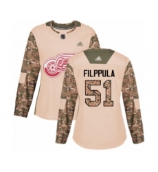 Women's Detroit Red Wings #51 Valtteri Filppula Authentic Camo Veterans Day Practice Hockey Jersey